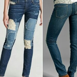 FREE PEOPLE Patchwork & Lace Jeans Size 29